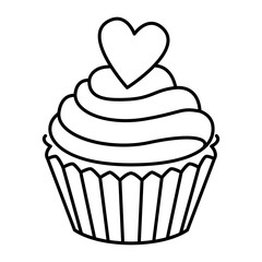 Vector Cute Saint Valentine Cupcake Icon Isolated