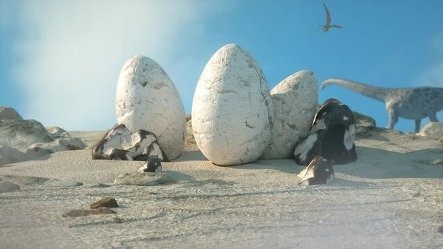 dinosaur eggs in the prehistoric period of the dinosaur era 3d render