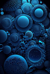 Patterns in blue. AI Generated