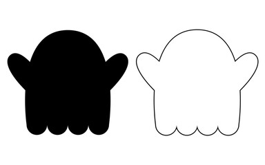 Ghost cookie shape. Vector cookie cutter design. Halloween scary ghost black illustration. Die cut, laser cutting. Shape for cutting.