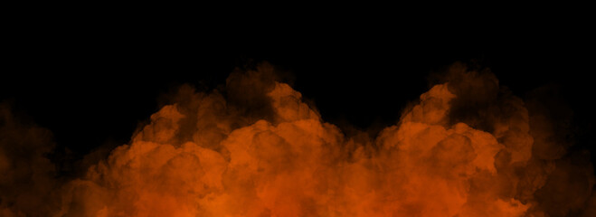 Isolated black background. Colorful smoke on floor. Misty fog effect texture overlays for text or space