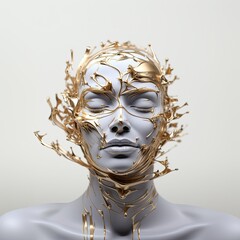 Fictional character Portrait of woman with splattered paint generated with AI Technology
