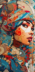 Portrait of a beautiful woman generated with AI Machine technology