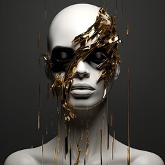 Fictional character Portrait of woman with splattered paint generated with AI Technology
