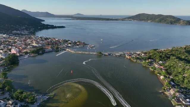 Lagoa da Conceicao in Florianopolis, Brazil. Aerial image.