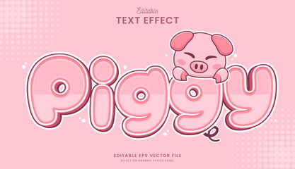 decorative editable cute pink piggy text effect vector design
