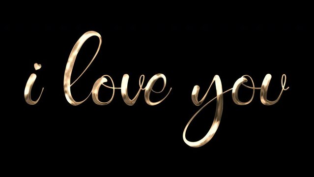 Love you animation text handwritting with gold color. Love you is good for greeting someone we love on big days.