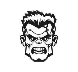 Angry Frankenstein head mascot logo template vector illustration on white background.