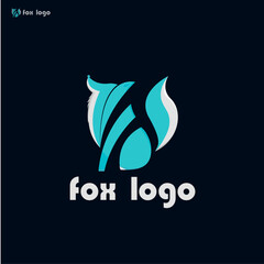 Fox Abstract Logo Design Vector Template. Blue color reynard ,vixen icon