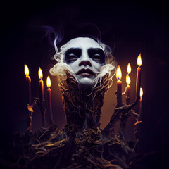 halloween skull and candle