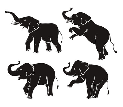 Silhouette Elephant  vector illustration consisting of three images
