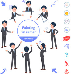 色々な方向を指差すビジネス男性のセット