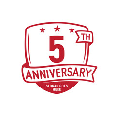 5 years anniversary celebration shield design template. 5th anniversary logo. Vector and illustration.

