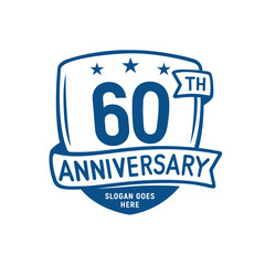 Obraz premium 60 years anniversary celebration shield design template. 60th anniversary logo. Vector and illustration. 