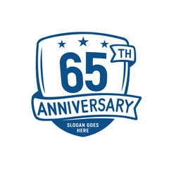 65 years anniversary celebration shield design template. 65th anniversary logo. Vector and illustration.
