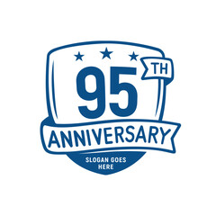 95 years anniversary celebration shield design template. 95th anniversary logo. Vector and illustration.
