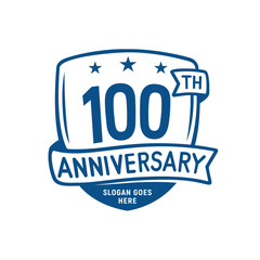 100 years anniversary celebration shield design template. 100th anniversary logo. Vector and illustration.
