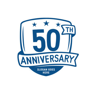 50 years anniversary celebration shield design template. 50th anniversary logo. Vector and illustration.
