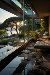 Unique design villa with breathtaking sea views, this contemporary villa captures. AI generative