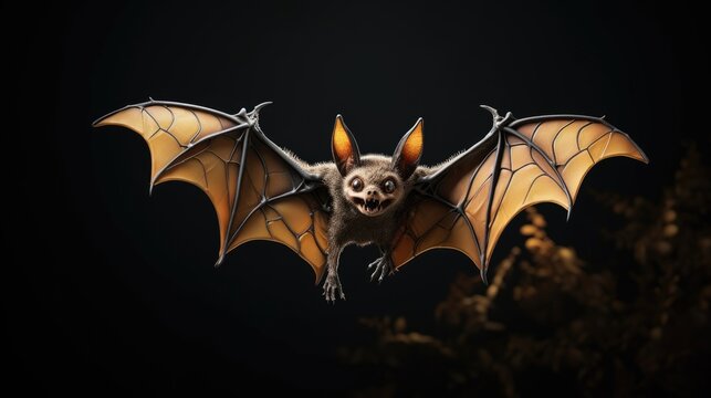 
Halloween  image of a flying bat on a dark background. Generative AI.
