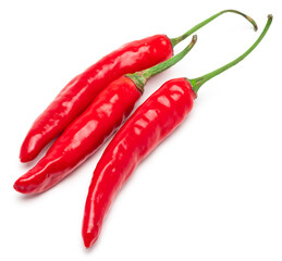Red Chili Pepper Isolated. Realistic Red Chili Pepper on a White Background.