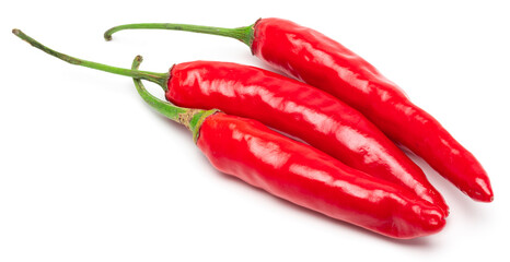 Red Chili Pepper Isolated. Realistic Red Chili Pepper on a White Background.