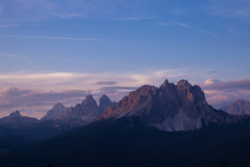 Fototapeta na wymiar Tramonto Dolomiti Cortina d'Ampezzo