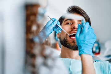 Dentistry, medicine. Dentist's appointment. Copy space.