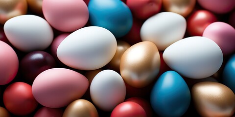 AI Generated. AI Generative. Bright color vibrant eggs background pattern eggs. Holiday easter classic traditional symbol. Graphic Art