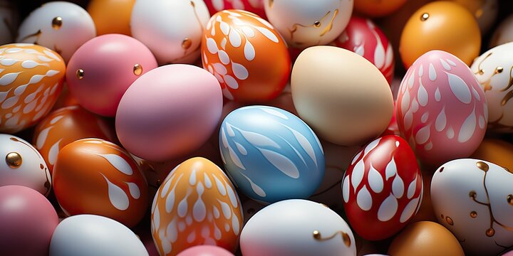 AI Generated. AI Generative. Bright color vibrant eggs background pattern eggs. Holiday easter classic traditional symbol. Graphic Art