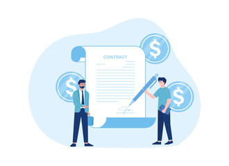 Contract business and make profits together trending concept flat illustration