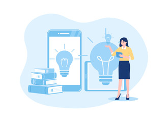 Study with gadgets trending concept flat illustration