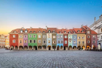 Fotobehang Poznan, Poland - view of colorful 16th century merchant houses at the Old Market Square  © bbsferrari