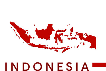 Indonesia map vector Red isolated on white background