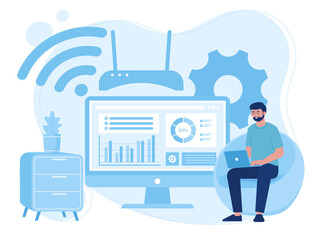 Improve the development of data analyst concept flat illustration