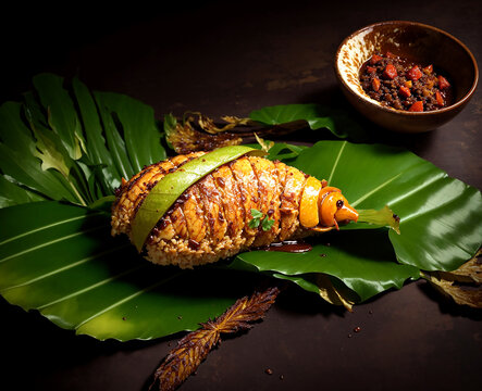 Abara, African food on banana leaf
