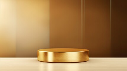 Golden podium on brown background. 3D rendering, 3d illustration