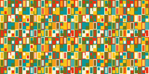 Multicolored abstract rectangles. Vector colorful patchwork. Seamless abstract pattern of colored pieces of matter.