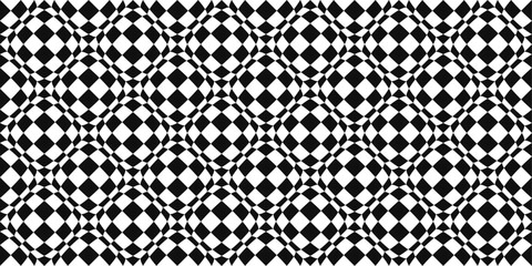 Checkered rhombuses. Vector simple black and white and raised seamless racing flag. For print, seamless interior, wallpaper pattern.