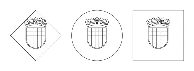 croatia flag outline set. vector illustration isolated on white background