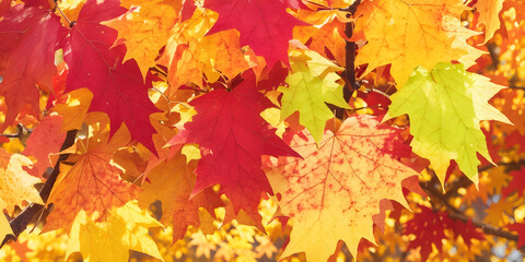 Naklejka na ściany i meble 紅葉 カエデ カラフル | autumn Maple colorful, Generative AI 