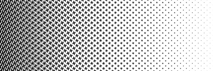 horizontal black halftone of semicircle design for pattern and background.