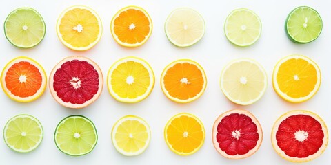 Colorful citrus slices isolated on white background