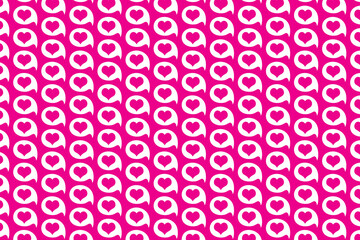 Pink and white love chat hearts seamless pattern. Speech bubbles containing heart background. Vector illustration.