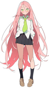 teenage school girl anime style