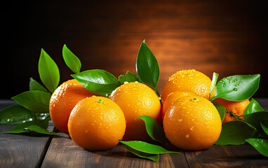 Orange on wooden board background, Fruits concept