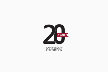 20 year anniversary celebration Black Line. logotype isolated on White background for celebration, invitation card, and greeting card-Vector