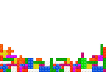 Seamless vector of building blocks toy like blocks. Colorful plastic toy bricks for children Brick toy design seamless for kids fashion. Vector