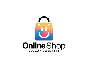 Online Shop Logo. Happy Shop Logo design vector