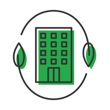 Zero Net Energy Building Vector Icon. Green and Sustainable Architecture Concept.